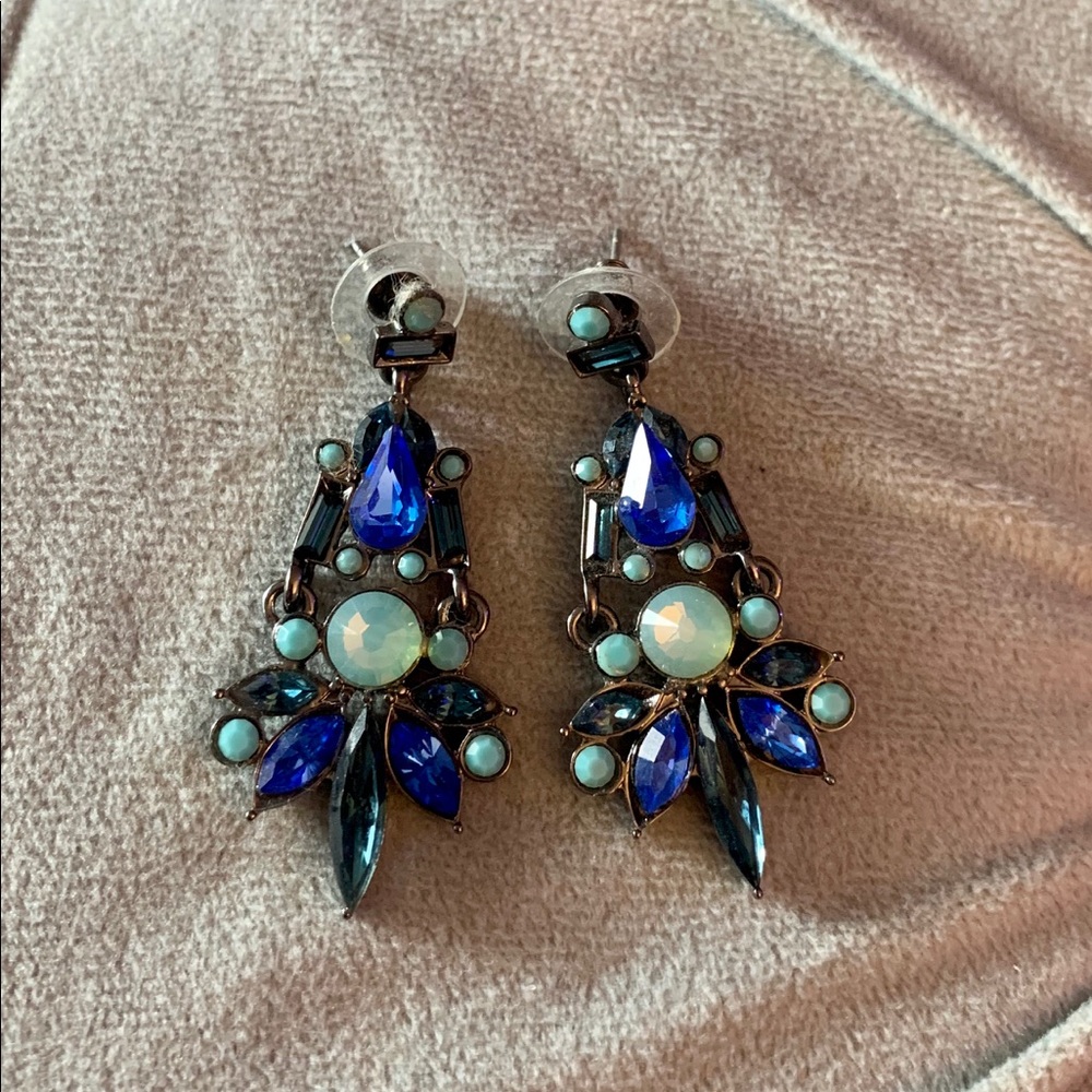 Swarovski Blue Art Deco Earrings.